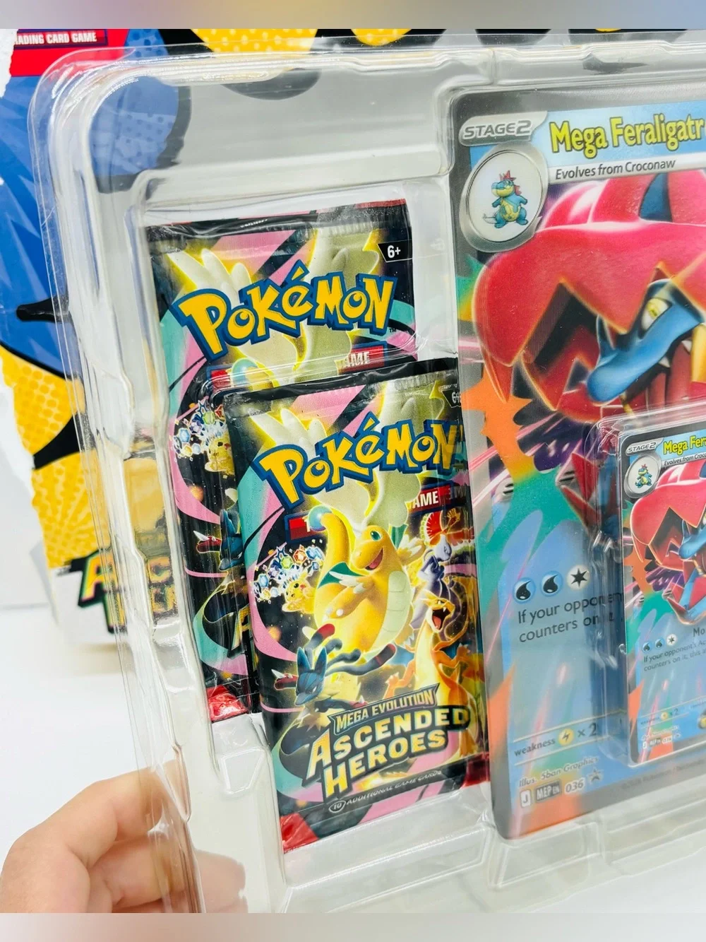 Pokemon TCG Mega Feraligatr ex Box Ascended Heroes Complete Sealed Damaged Box